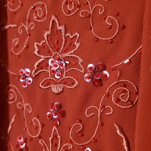 Tally Taylor Red Sheath Dress Size 12 Church Formal Beaded Sleeveless Womens - Picture 3 of 14